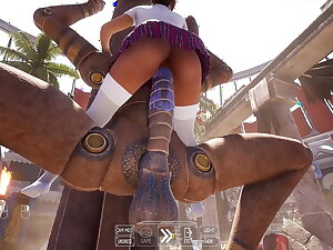An ancient statue awakened and began everywhere fuck Lara in an square footage with 1,000 spectators. 3D Hentai Game