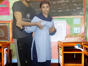 Brand-new school girl mischievous period sex with her teacher, student and school sex